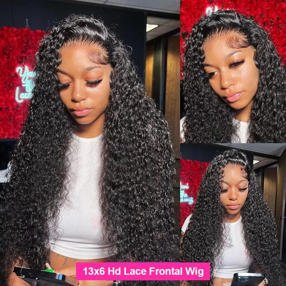 250 Density Brazilian Deep Wave Curly HD Lace Wig | Glueless 13x6 & 13x4 Lace Front | Pre-Plucked Human Hair Wig