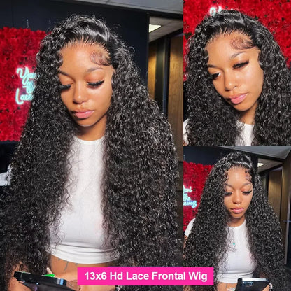 250 Density Brazilian Deep Wave Curly HD Lace Wig | Glueless 13x6 & 13x4 Lace Front | Pre-Plucked Human Hair Wig
