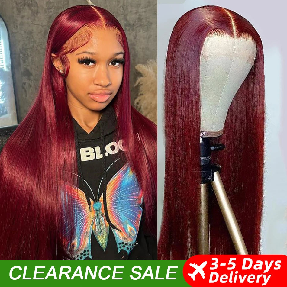 99J Burgundy 13x6 HD Lace Front Wig | Straight Human Hair | Pre-Plucked | Kimone's Hair Deluxe