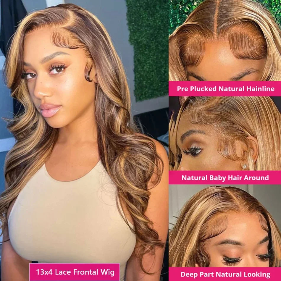 Honey Blonde Highlight Wig | Body Wave | 13x6 HD Lace Front | Brazilian Human Hair | Kimone's Hair Deluxe