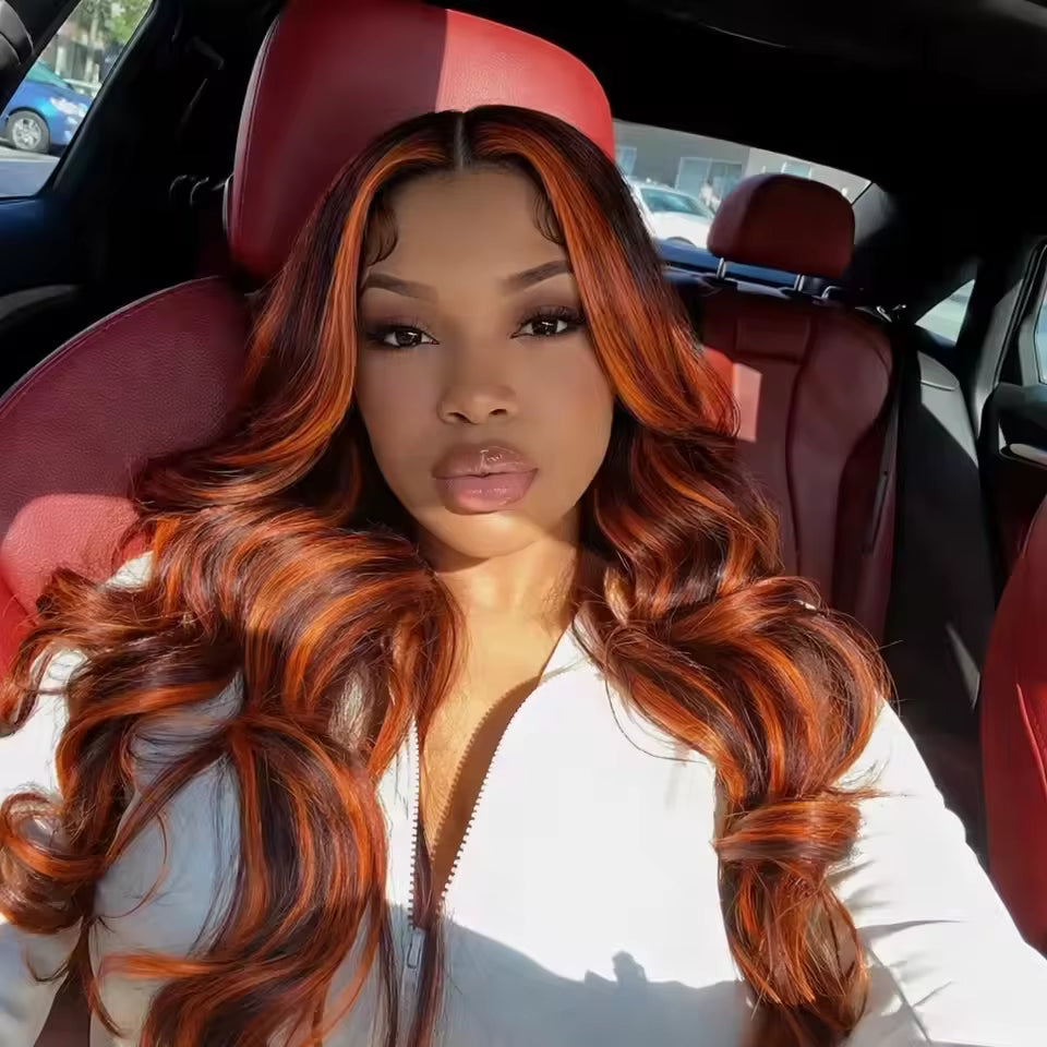 Vacation Hair | Ginger Brown Highlight Body Wave Wig | 13x4 HD Lace Glueless 16–36" Kimone's Hair Deluxe