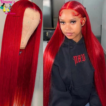10A 13x6 Hot Christmas Red Colored Human Hair Wigs Tuneful HD Lace Front Human Hair Wigs Brazilian Straight HD Lace Frontal Wigs Dropshipman
