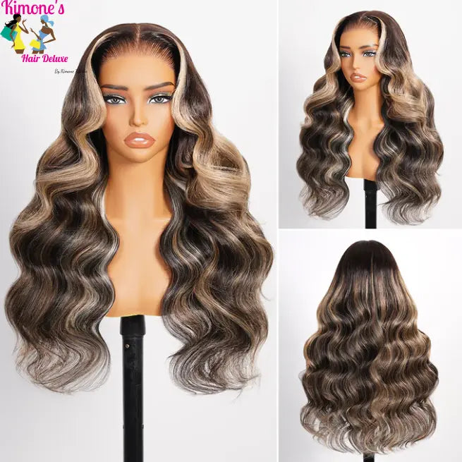 1B/27 Ombre Highlight Body Wave Wig | 13x6 Undetectable HD Lace | Pre-Plucked | Everyday Wear, Glueless | Kimone's Hair Deluxe Kimone's Hair Deluxe
