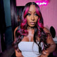 1B/Pink Skunk Stripe Body Wave Lace Front Wig | 13x6 & 13x4 HD Lace | 180%-250% Density