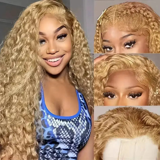 Honey Blonde Deep Wave Wig | 13x6 HD Lace Front | #27 Colored | 230% Density | 34–38 Inch Kimone's Hair Deluxe