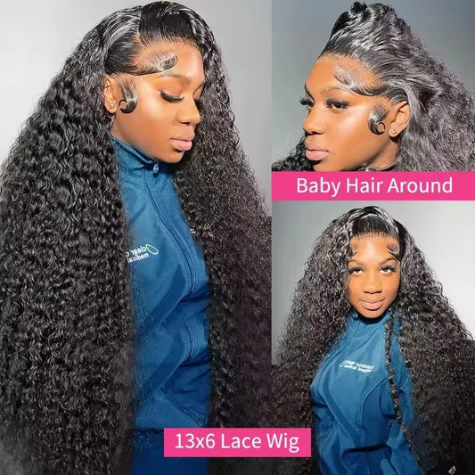 13X4 13X6 Water Wave Hd Transparent Lace Front Wigs Deep Wave Lace Frontal Pre Plucked Curly Human Hair Wigs 250 Density 