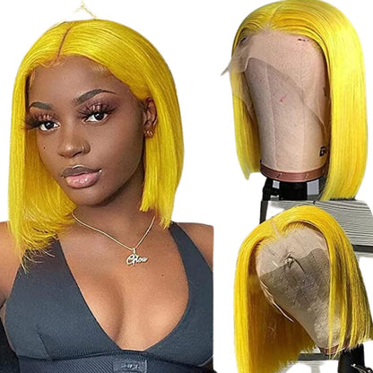 13X4 HD Colored ( Yellow, Aquamarine, Lilac)10A Bob Wigs 180%