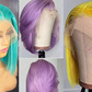 13X4 HD Colored ( Yellow, Aquamarine, Lilac)10A Bob Wigs 180%