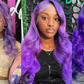 13X4 HD 180% Purple 10A Colored Lace Front PrePlucked Human Hair Wig Straight 8-24