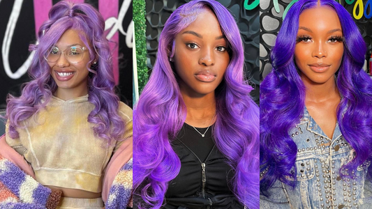 13X4 HD 180% Purple 10A Colored Lace Front PrePlucked Human Hair Wig Straight 8-24