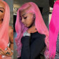 12A Pink Colored 13x4  Lace Wig 180%  HD Transparent Wig 10-26