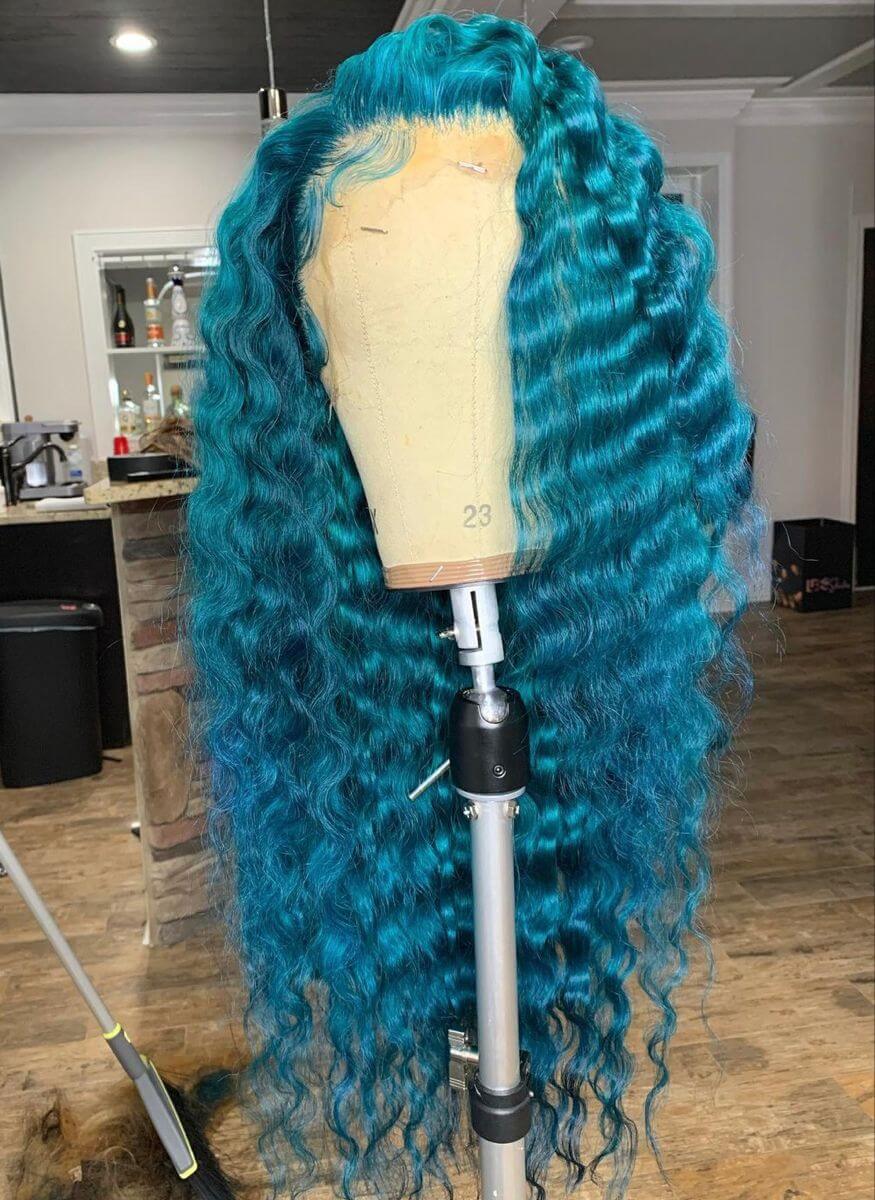 Turquoise Deep Wave Wig | Mermaid Hair | 13x4 HD Lace | 18–32 Inches