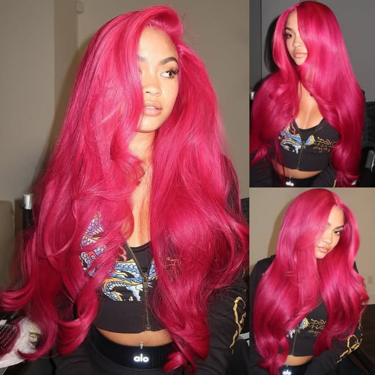 Strawberry Pink Body Wave & Straight Wig | 13x6 HD Lace Front | 100% Virgin Human Hair | Pre-Plucked | Kimone's Hair Deluxe Kimone's Hair Deluxe