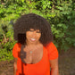 Afro Kinky Curly Wig With Bangs Full Machine Made Scalp Top 200% Density Virgin Brazilian Short