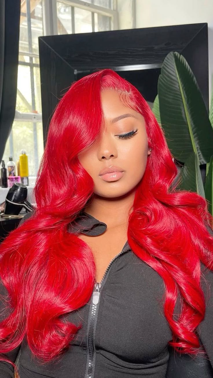Bold Color Body Wave 13x4 HD Lace Front Wig | Red | Pre-Plucked | 20"-32" Kimone's Hair Deluxe