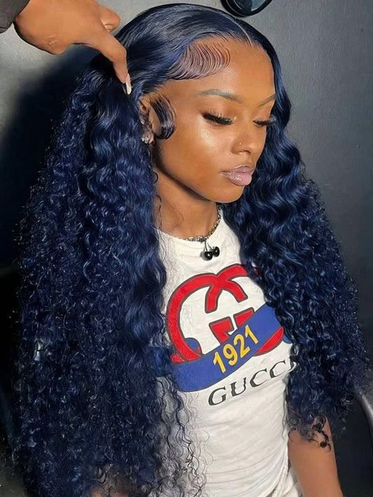 Bold Color | Blue Deep Wave Wig | 13x6 HD Lace Front | 180% Density | 100% Human Hair | 18-32"