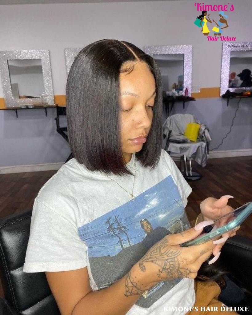 Bob 13X4 Transparent Lace Wigs 150% Brazilian Straight Remy Human Hair Type 200168148