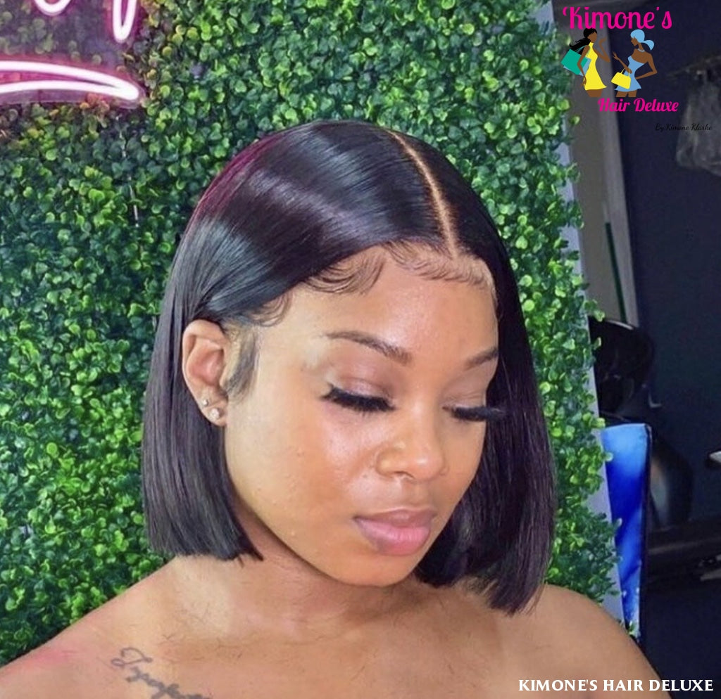 Bob 13X4 Transparent Lace Wigs 150% Brazilian Straight Remy Human Hair Type Transparent Wig /