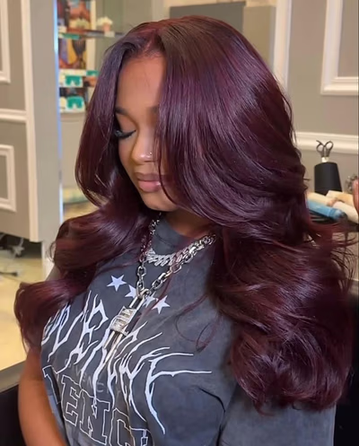 Black Cherry Body Wave Glueless Wig | 13x4 HD Lace Front | Wear & Go Human Hair Wig Dropshipman