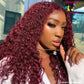 Cherry Burgundy Red 99J 13X4 Transparent Lace Kinky Curly Lace Front Wigs 180% Density Brazilian
