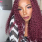 Cherry Burgundy Red 99J 13X4 Transparent Lace Kinky Curly Lace Front Wigs 180% Density Brazilian