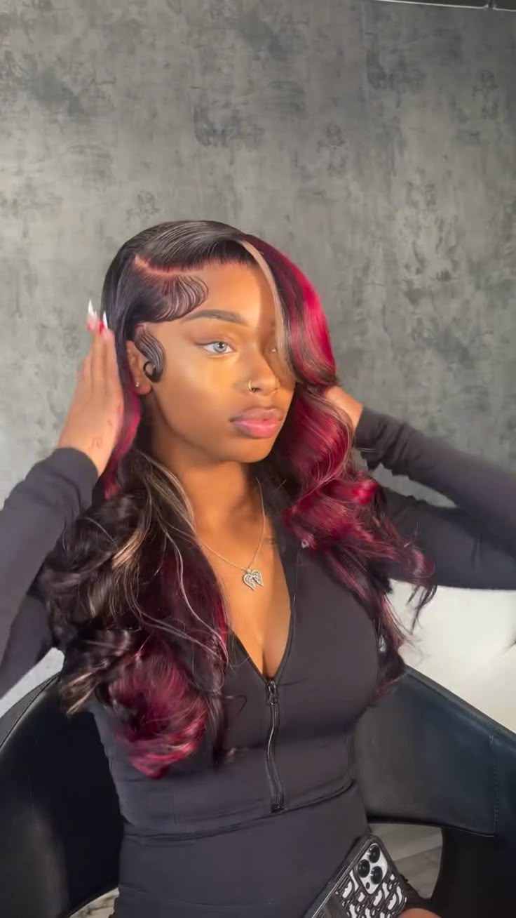 Black Red Blonde Highlight Body Wave Wig | 13x6 HD Lace Front | 180% Density | Pre-Plucked | Kimone's Hair Deluxe Kimone's Hair Deluxe