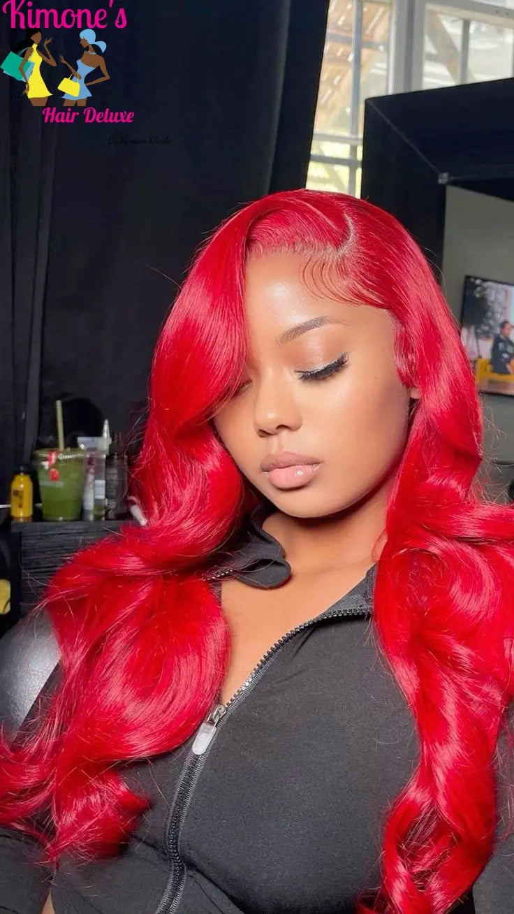 Bold Color Body Wave Wig | Hot Red | 13x6 HD Lace | 180%-250% Density | Brazilian Remy Kimone's Hair Deluxe