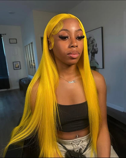 Yellow Body Wave & Straight Wig | 13x6 HD Lace Front | Virgin Human Hair | Pre-Plucked | Kimone's Hair Deluxe Kimone's Hair Deluxe