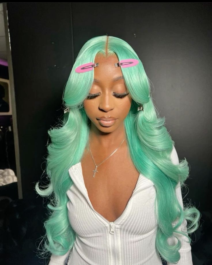 Mint Green Body Wave & Straight Wig | 13x6 HD Lace Front | 100% Virgin Human Hair | Pre-Plucked | Kimone's Hair Deluxe Kimone's Hair Deluxe