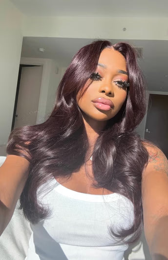 Black Cherry Body Wave Glueless Wig | 13x4 HD Lace Front | Wear & Go Human Hair Wig