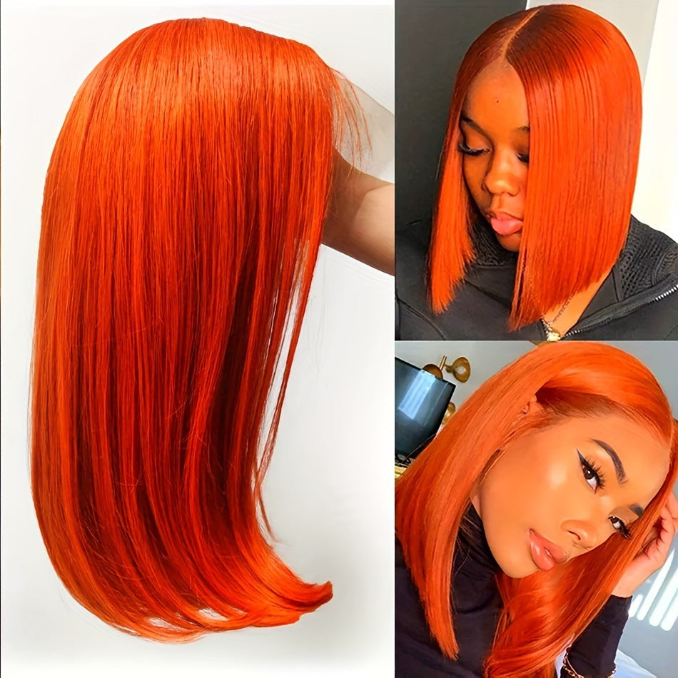 Ginger Orange Bob Wig Human Hair | 13x4 Lace Front Straight Bob