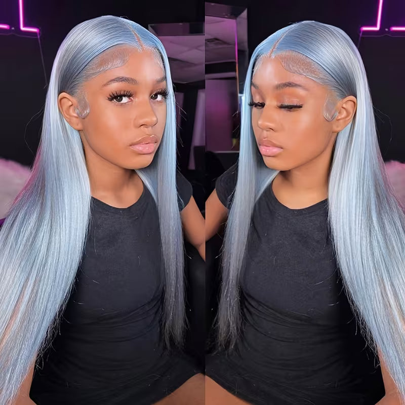 Sky Blue Body Wave & Straight Wig | 13x6 HD Lace Front | 100% Virgin Human Hair | Pre-Plucked | Kimone's Hair Deluxe Dropshipman