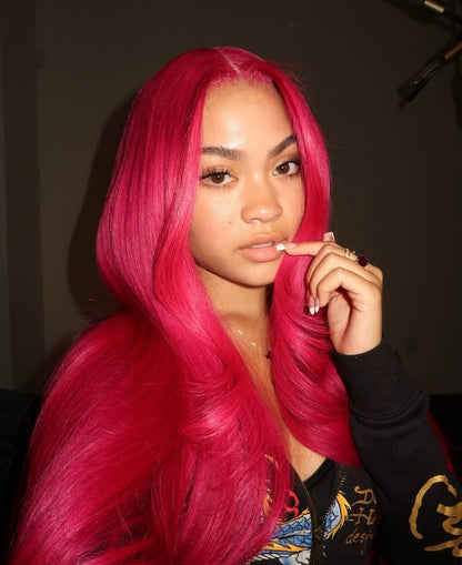 Strawberry Pink Body Wave & Straight Wig | 13x6 HD Lace Front | 100% Virgin Human Hair | Pre-Plucked | Kimone's Hair Deluxe Kimone's Hair Deluxe