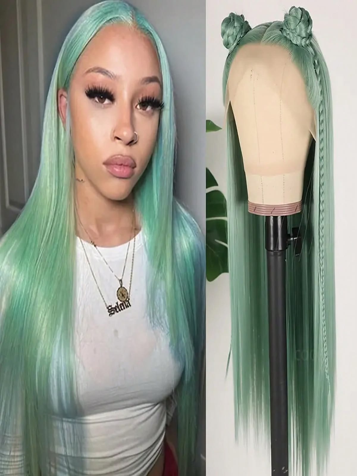 Mint Green Body Wave & Straight Wig | 13x6 HD Lace Front | 100% Virgin Human Hair | Pre-Plucked | Kimone's Hair Deluxe Kimone's Hair Deluxe