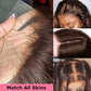 Close-up of HD Transparent Lace and natural hairline on Chestnut Brown Body Wave Wig showing Match All Skins invisible melt