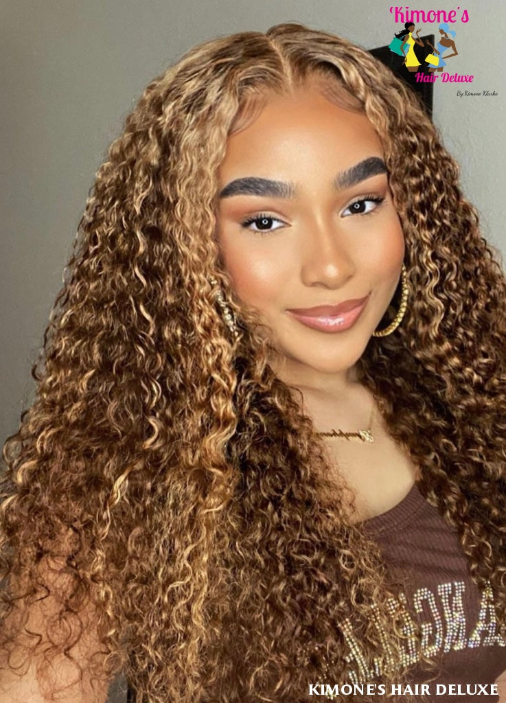 Highlight 13X4 Transparent Ombre Lace Frontal Wigs Pre Plucked 10A Brazilian Remy Hair Wig Tl412