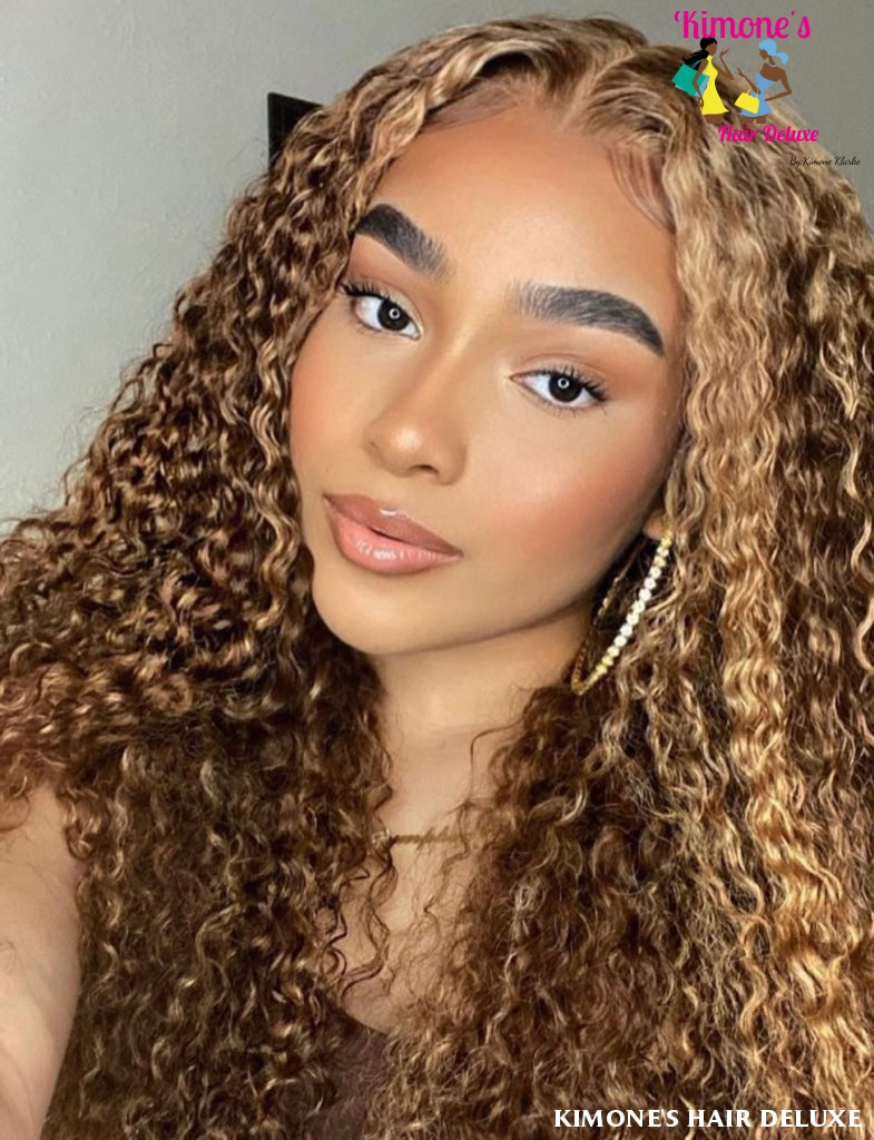 Highlight 13X4 Transparent Ombre Lace Frontal Wigs Pre Plucked 10A Brazilian Remy Hair Wig Tl412