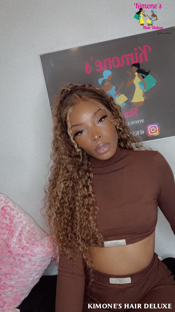 Highlight 13X4 Transparent 4/27 Ombre Lace Frontal Wigs Pre Plucked 10A Brazilian Remy Hair Wig