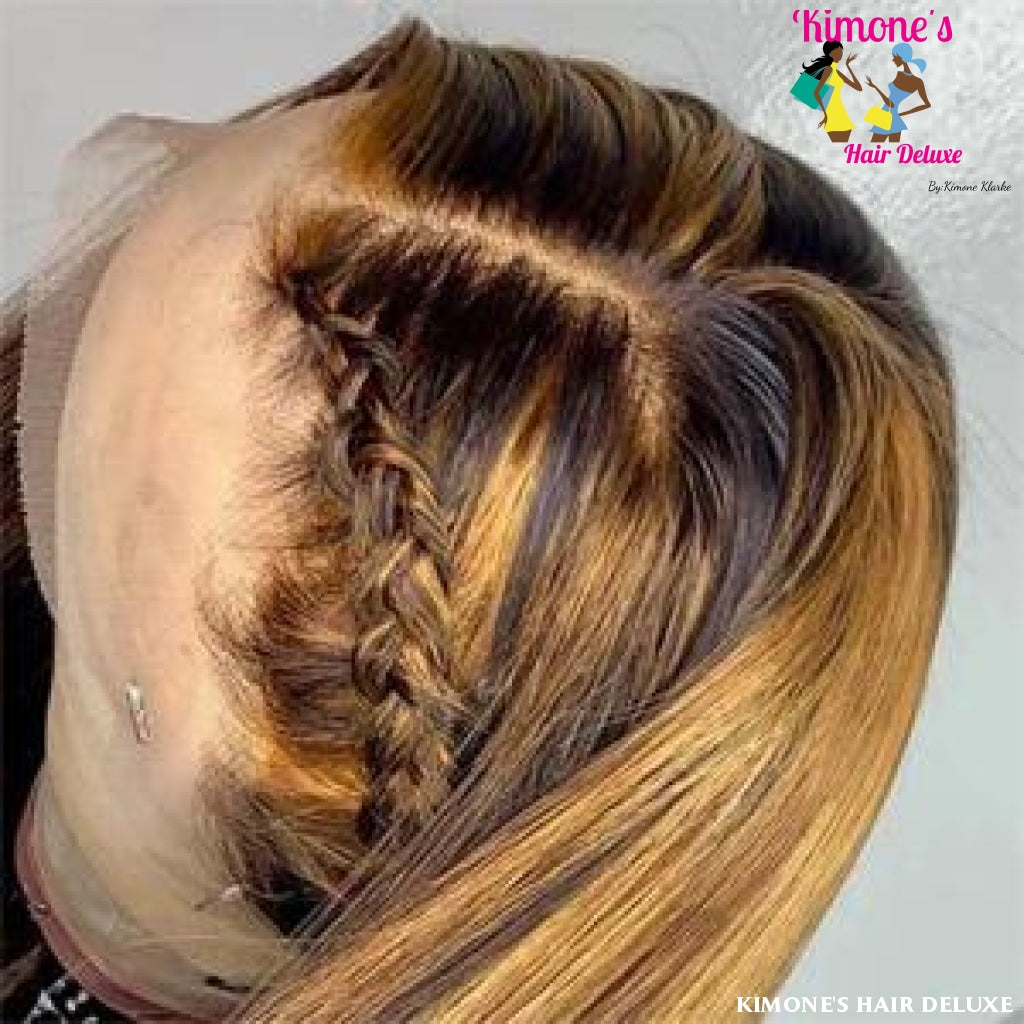 13X4 Deep Part Lace Front Human Hair Wig Straight Highlight Color Pre Plucked Line Bleached Knots