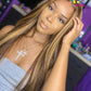 13X4 Deep Part Lace Front Human Hair Wig Straight Highlight Color Pre Plucked Line Bleached Knots