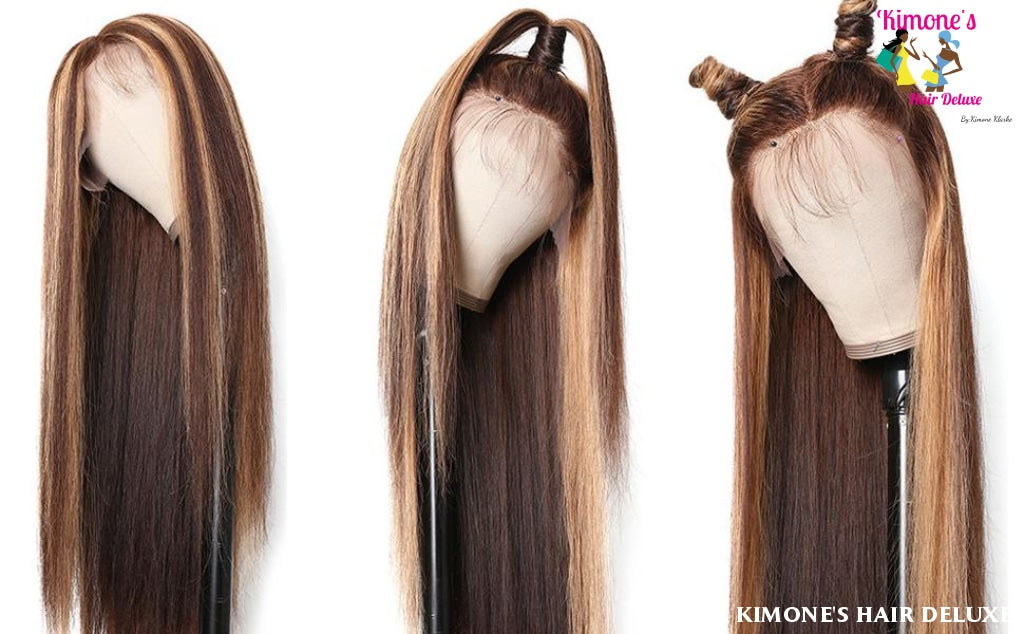 13X4 Deep Part Lace Front Human Hair Wig Straight Highlight Color Pre Plucked Line Bleached Knots