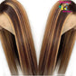 13X4 Deep Part Lace Front Human Hair Wig Straight Highlight Color Pre Plucked Line Bleached Knots
