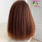 Itallian Yaki Lace Front Wigs 13X4 Transparent 10A Kinky Straight Human Hair Wig Virgin Brazilian