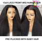 Itallian Yaki Lace Front Wigs 13X4 Transparent 10A Kinky Straight Human Hair Wig Virgin Brazilian