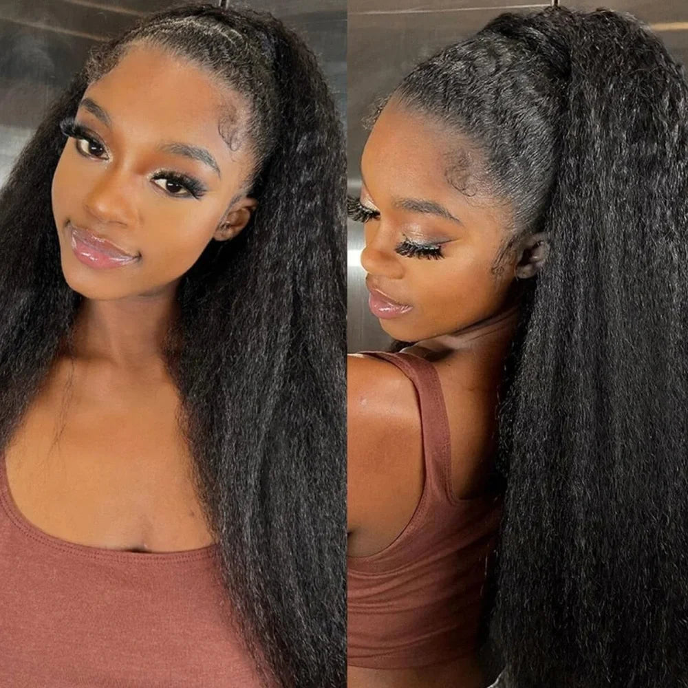 Defined Curls Kinky Straight 13x6 HD Lace Glueless Wig | Natural Color | 180% Density | 16"-30" Dropshipman