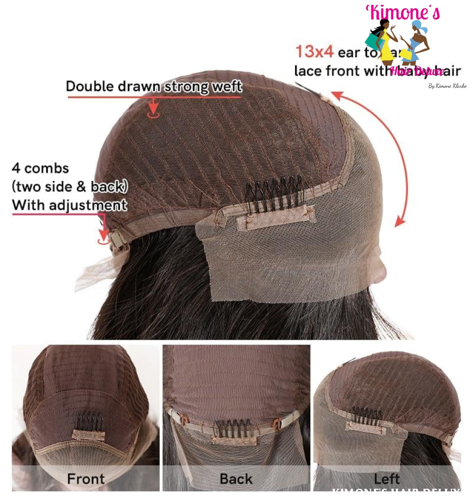 Natural Wave Short Bob Wig With Pre Plucked Hairline 8-14 150% 13X4 Lace Front Wig 200168148