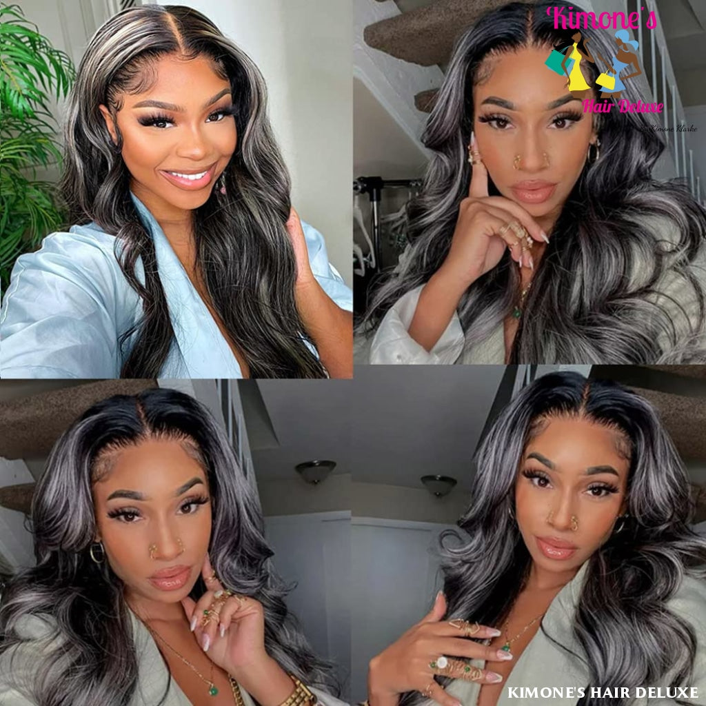 Highlight Lace Front Wigs Human Hair 180% Platinum Blonde Bodywave/straight 5X5 Wig 180 Density Pre