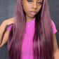 13x4 Transparent Lace Wig Balayage Straight Colored Higlighted Pink 180% density 10-28