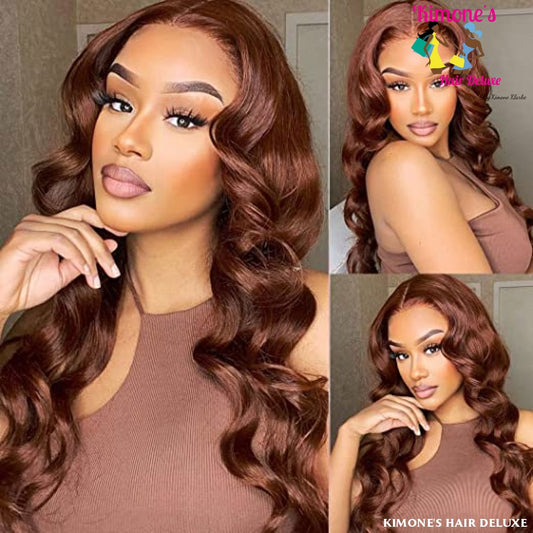Reddish Brown 13X4 Lace Front Body Wave/ Straight Wig Human Hair For Women Brazilian Wavy Wigs Pre