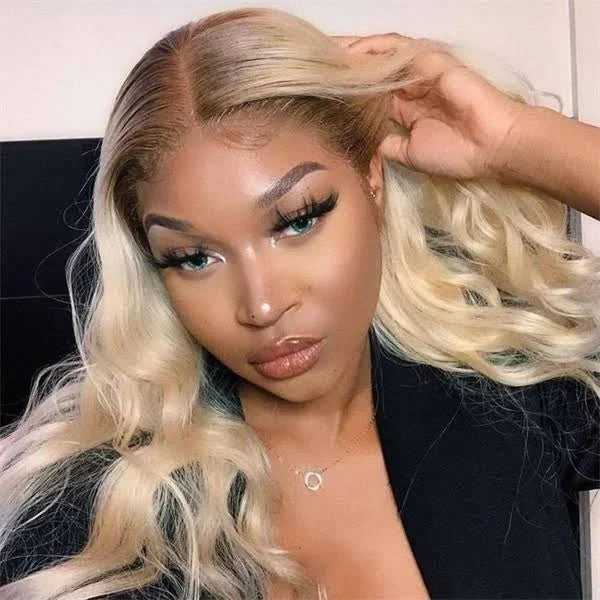613 Blonde Wig With Dark Roots Human Hair Undetectable 13x6 HD Lace | Body Wave & Straight | 16–42 Inch | Kimone's Hair Deluxe